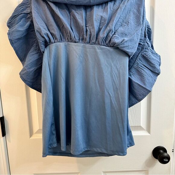 Youth girls Sugar and Summer blue fit and flare puff sleeve dress size 14 - Picture 7 of 9